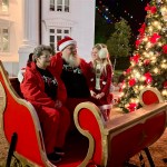 Mr. and Mrs. Claus in sleigh