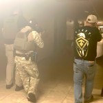 Active shooter exercise walking through smoke