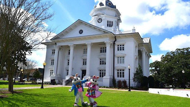 Mr. and Mrs. Easter Bunny on Courthouse Square